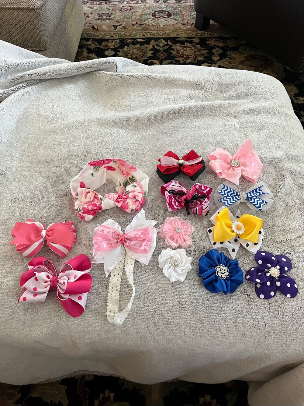 Assorted Kids Hair Bows and Headbands - Pink, Yellow, Blue, Purple Mix